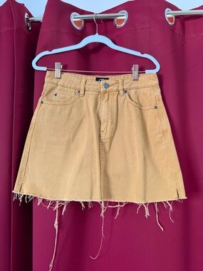 RVCA Distressed A-Line Mini Skirt in Tan